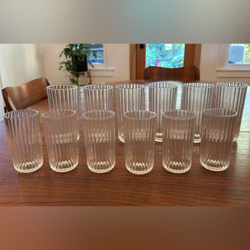 Vintage ITALIAN Ribbed Glassware - Set of 12